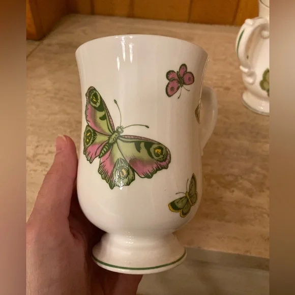 Crown Staffordshire England Vibrant Butterfly Moth Footed Mugs Easter Irish ☘️🦋 - Picture 6 of 8